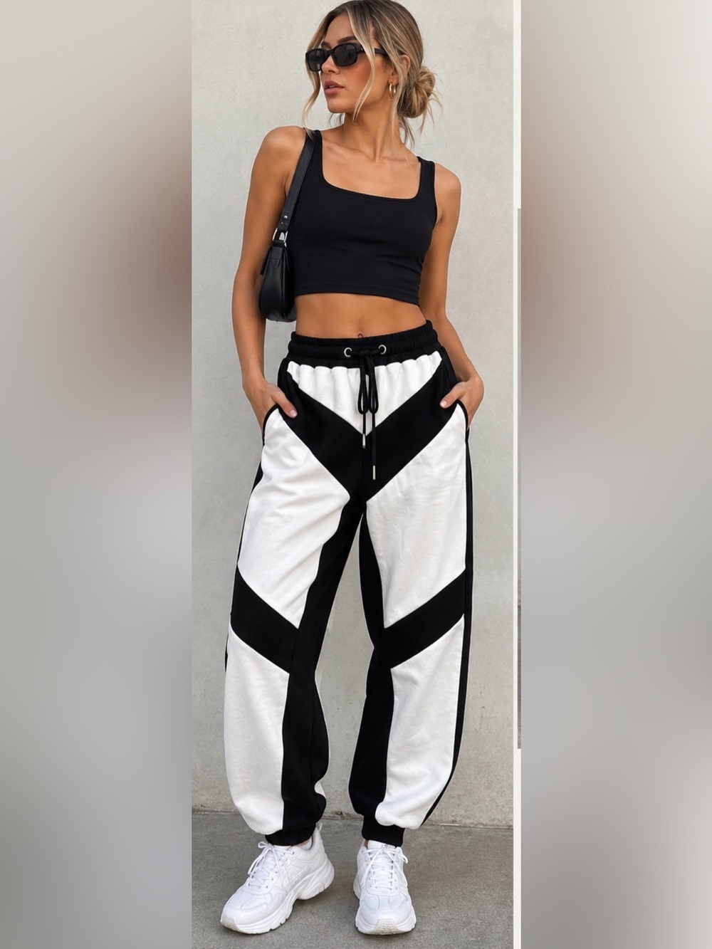 I Am Gia Black & White Colorblock Jogger Pants - Size XS